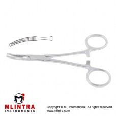 Mikulicz-Baby Peritoneum Forcep Curved - 1 x 2 Teeth Stainless Steel, 14.5 cm - 5 3/4"